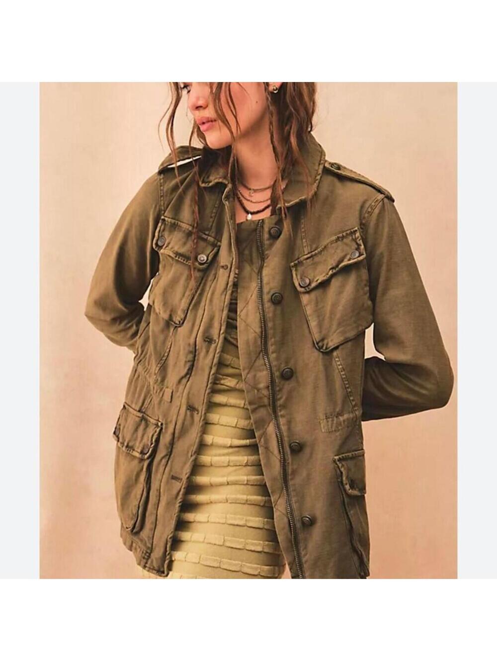 Women's Free people Not Your Brothers Surplus Jacket green military Medium
